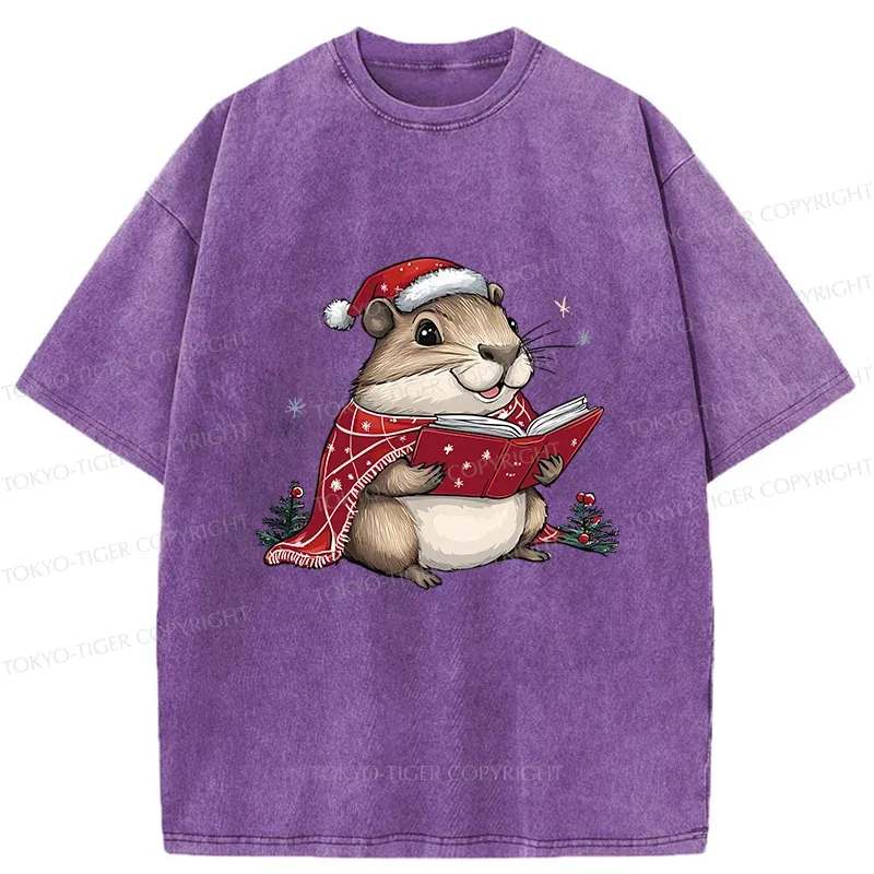 Tokyo-Tiger Christmas Hamster Washed T-Shirt