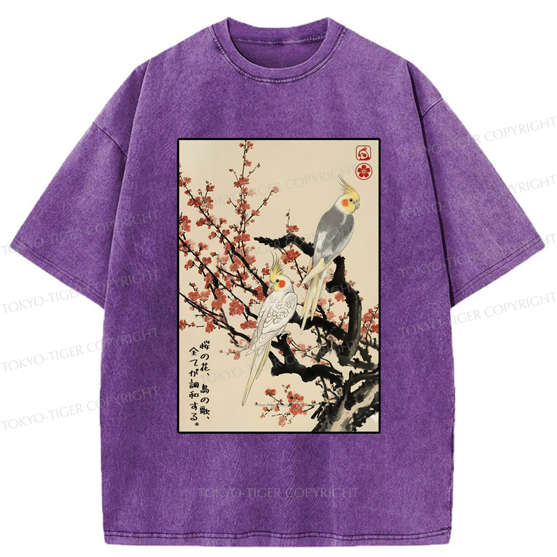 Tokyo-Tiger Whispers of Silent Blossoms Washed T-Shirt