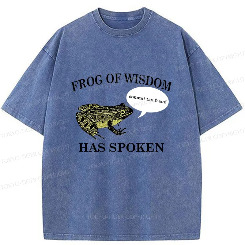 Tokyo-Tiger Frog Of Wisdom Funny Washed T-Shirt