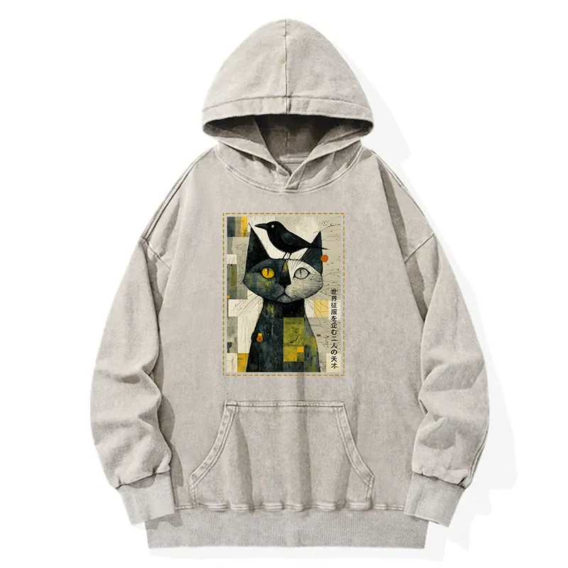 Tokyo-Tiger The Cat And The Crow Are Planning To Rule The World Washed Hoodie