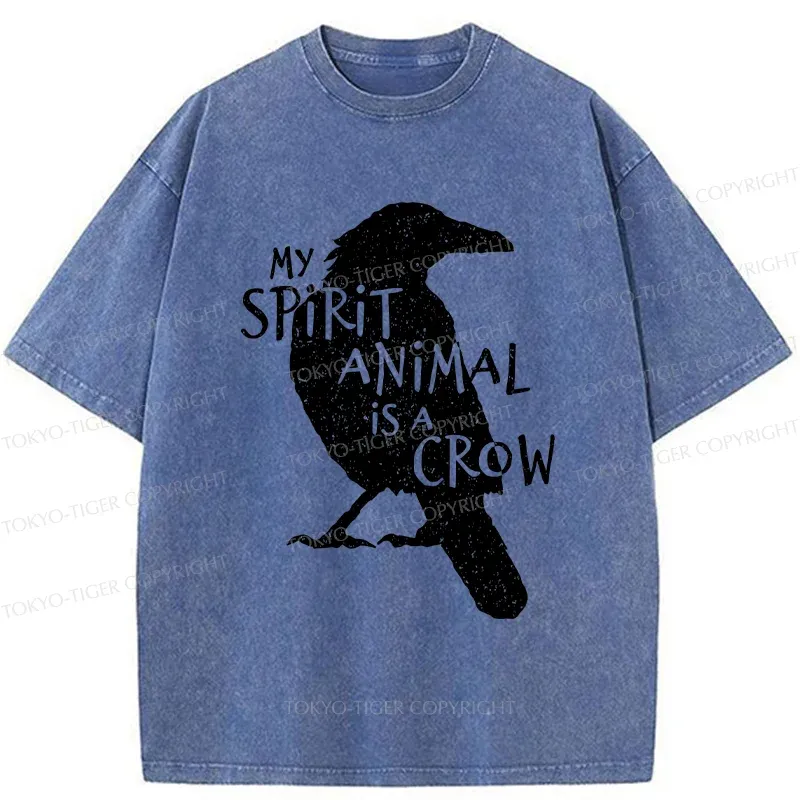 Tokyo-Tiger Crow Funny Washed T-Shirt