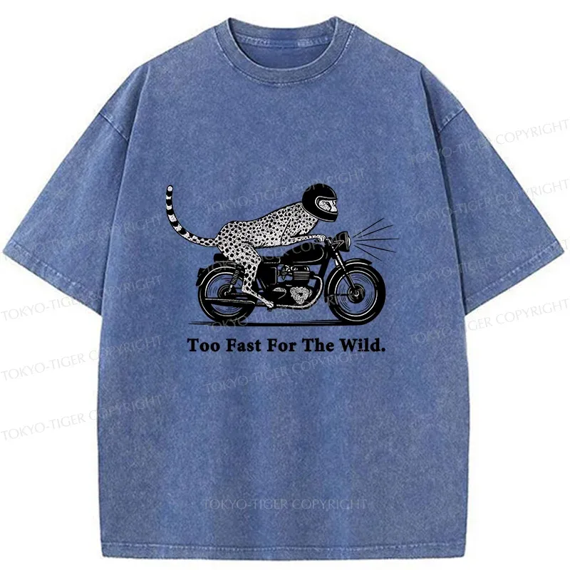 Tokyo-Tiger Cheetah Riding A Motorcycle Washed T-Shirt