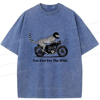 Tokyo-Tiger Cheetah Riding A Motorcycle Washed T-Shirt