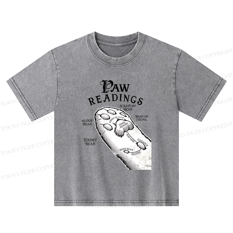 Tokyo-Tiger Funny Cat Paws Kids Washed T-Shirt