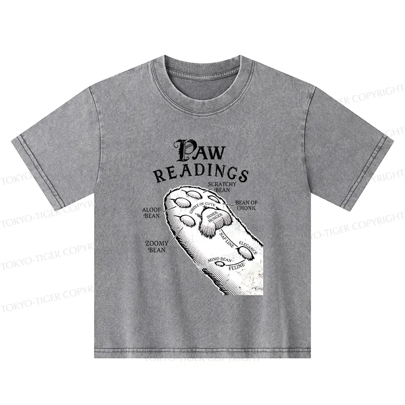 Tokyo-Tiger Funny Cat Paws Kids Washed T-Shirt
