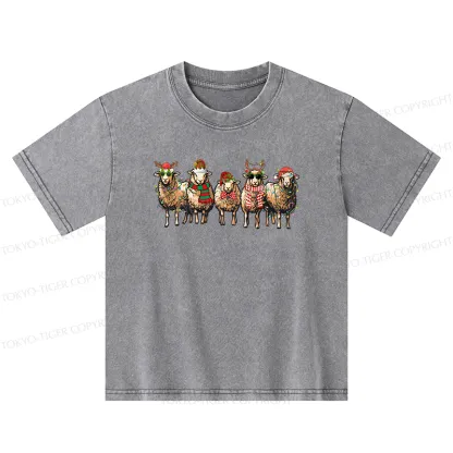 Tokyo-Tiger Christmas Sheep Kids Washed T-Shirt