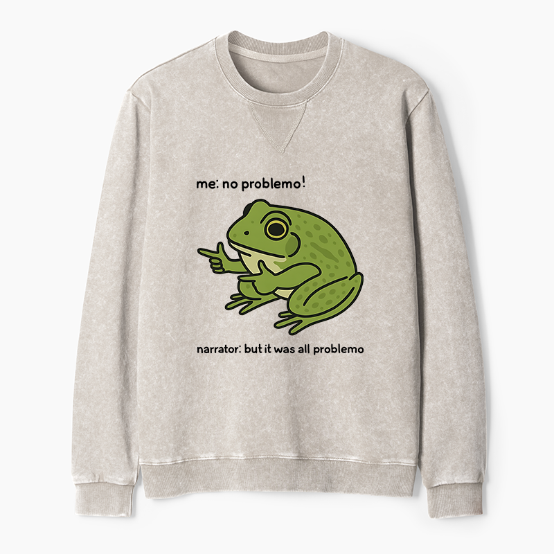 Tokyo-Tiger Stupid Frog Meme Washed Terry Sweatshirt