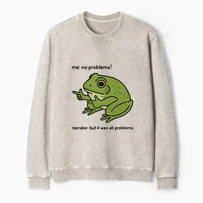 Tokyo-Tiger Stupid Frog Meme Washed Terry Sweatshirt