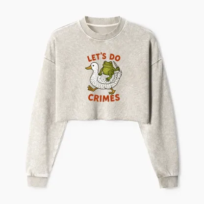 Tokyo-Tiger Frog Ready To Commit Crime Washed Crop Sweatshirt