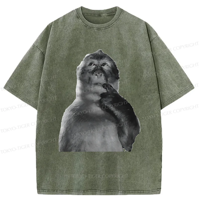 Tokyo-Tiger Thinking Monkey Washed T-Shirt