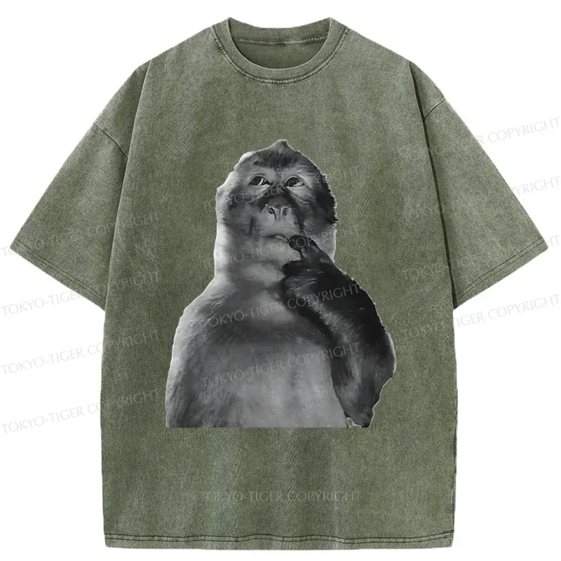 Tokyo-Tiger Thinking Monkey Washed T-Shirt Sale