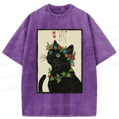 Tokyo-Tiger The Flower-Crowned Cat Washed T-Shirt