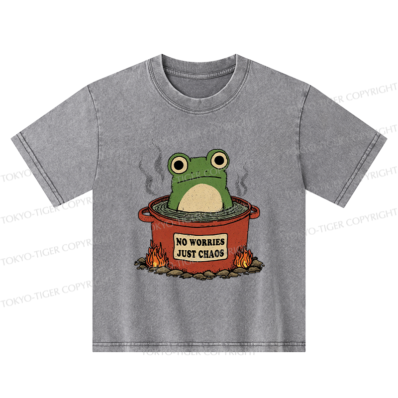 Tokyo-Tiger Frog：No Worries，Just Chaos Kids Washed T-Shirt