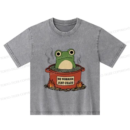 Tokyo-Tiger Frog：No Worries，Just Chaos Kids Washed T-Shirt