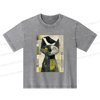 Tokyo-Tiger The Cat And The Crow Are Planning To Rule The World Kids Washed T-Shirt