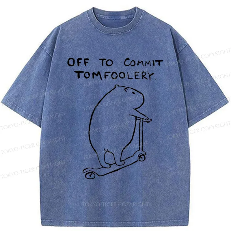 Tokyo-Tiger Capybara Is Ready To Do Something Bad Washed T-Shirt