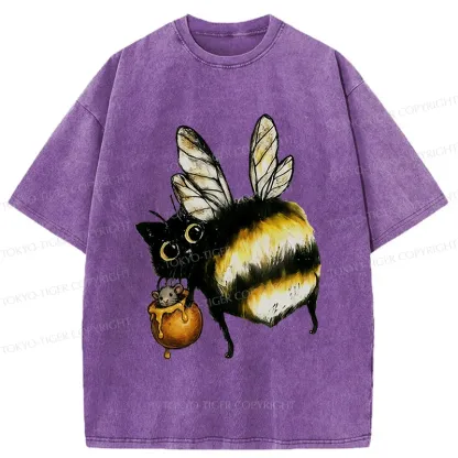 Tokyo-Tiger Cute Catbee Butt Washed T-Shirt