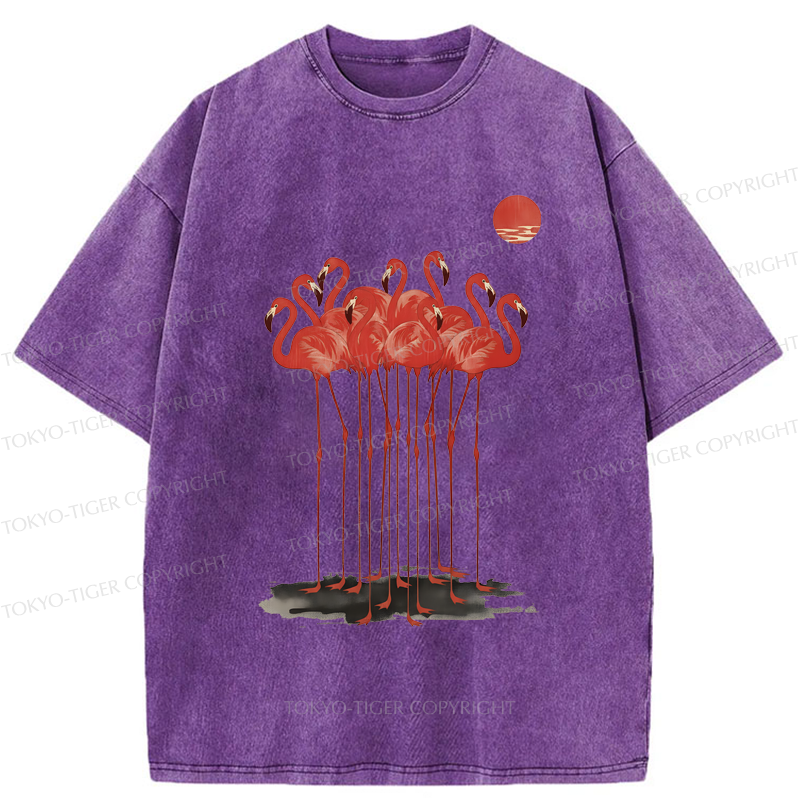 Tokyo-Tiger Flamingos at Dusk Washed T-Shirt