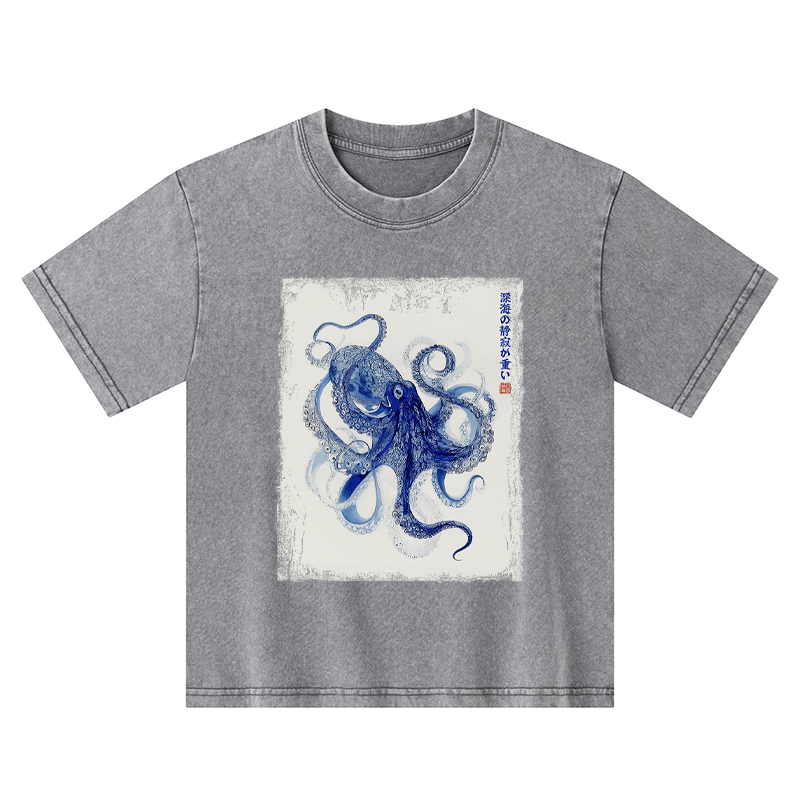 Tokyo-Tiger In The Deep: The Octopus’s Journey Kids Washed T-Shirt