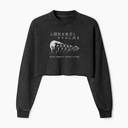 Tokyo-Tiger Return To Frog Washed Crop Sweatshirt
