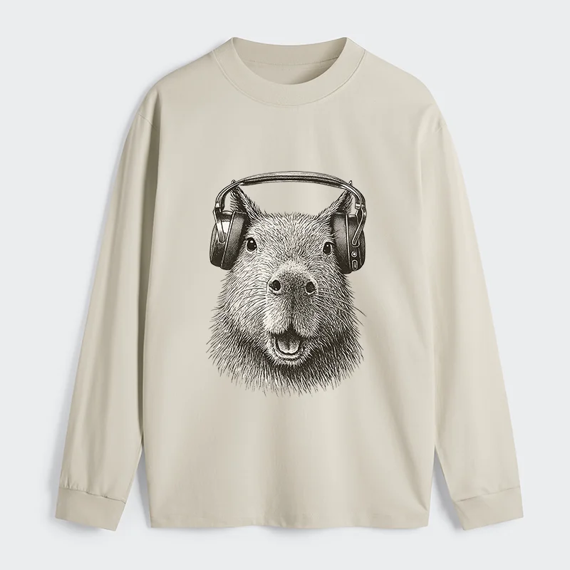 Tokyo-Tiger Capybara Listening To Music Classic Long Sleeve T-Shirt