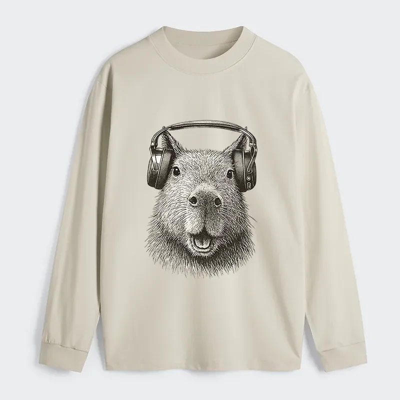 Tokyo-Tiger Capybara Listening To Music Classic Long Sleeve T-Shirt