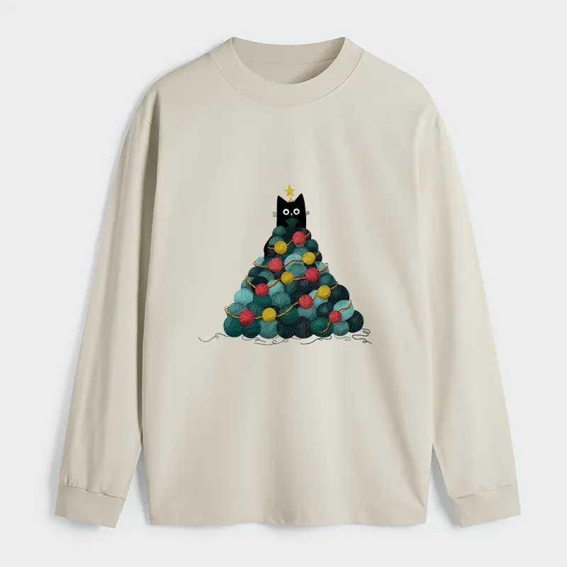 Tokyo-Tiger Yarn Christmas Tree Cat Classic Long Sleeve T-Shirt