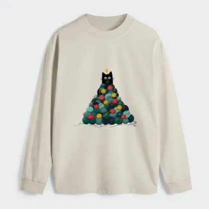 Tokyo-Tiger Yarn Christmas Tree Cat Classic Long Sleeve T-Shirt