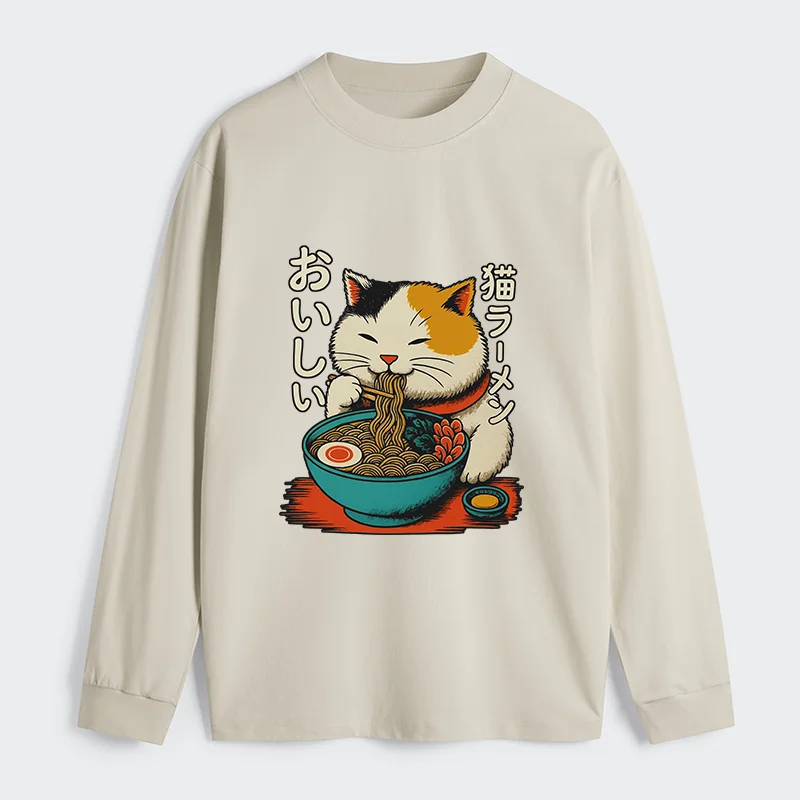 Tokyo-Tiger Cute Eat Eating Japanese Ramen Classic Long Sleeve T-Shirt