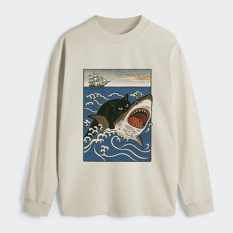 Tokyo-Tiger Cat Hunting Shark Classic Long Sleeve T-Shirt
