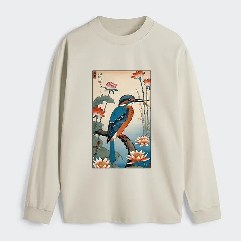 Tokyo-Tiger Ukiyo-e Kingfisher Classic Long Sleeve T-Shirt