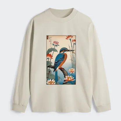 Tokyo-Tiger Ukiyo-e Kingfisher Classic Long Sleeve T-Shirt