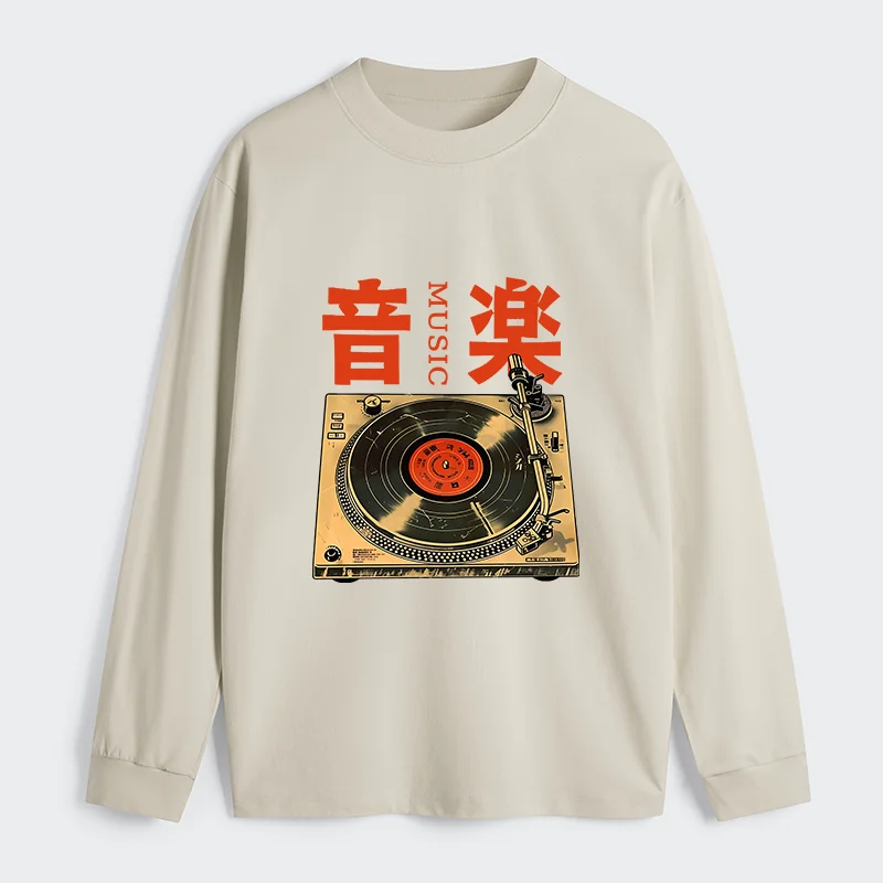 Tokyo-Tiger Retro Music Record Player Classic Long Sleeve T-Shirt