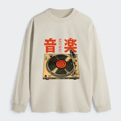 Tokyo-Tiger Retro Music Record Player Classic Long Sleeve T-Shirt