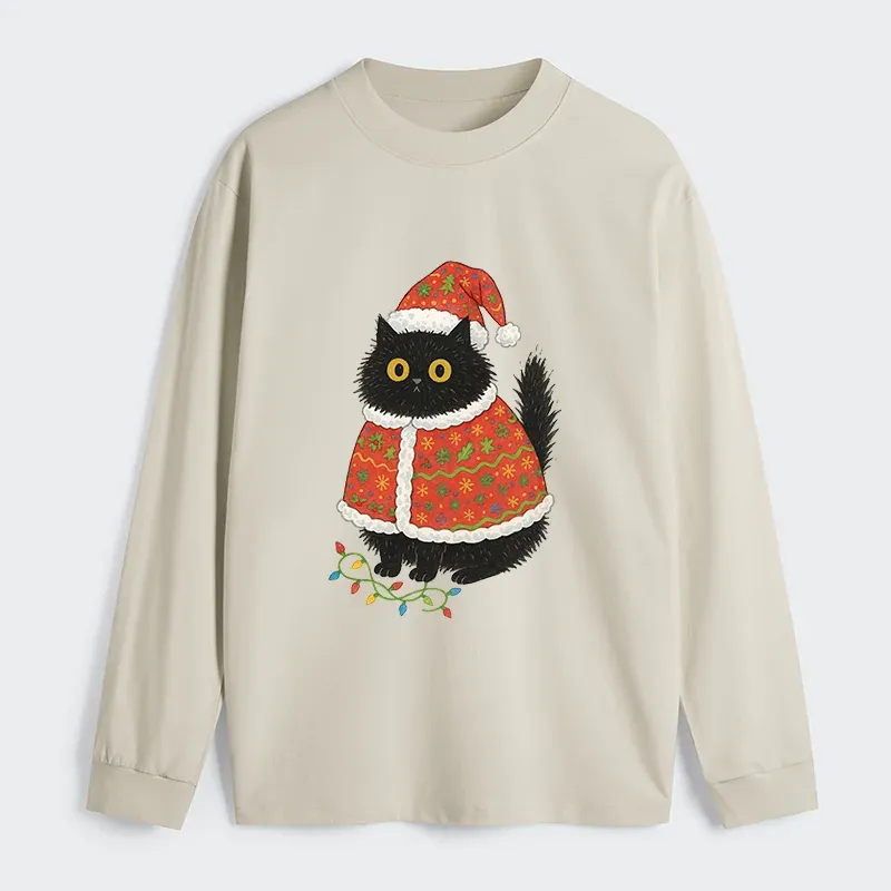 Tokyo-Tiger Cat Wearing Santa Hat Classic Long Sleeve T-Shirt