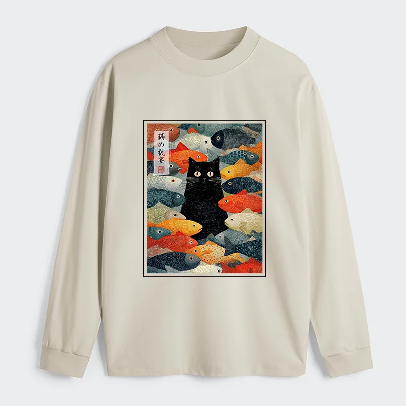 Tokyo-Tiger The Cat's Feast of Fish Classic Long Sleeve T-Shirt