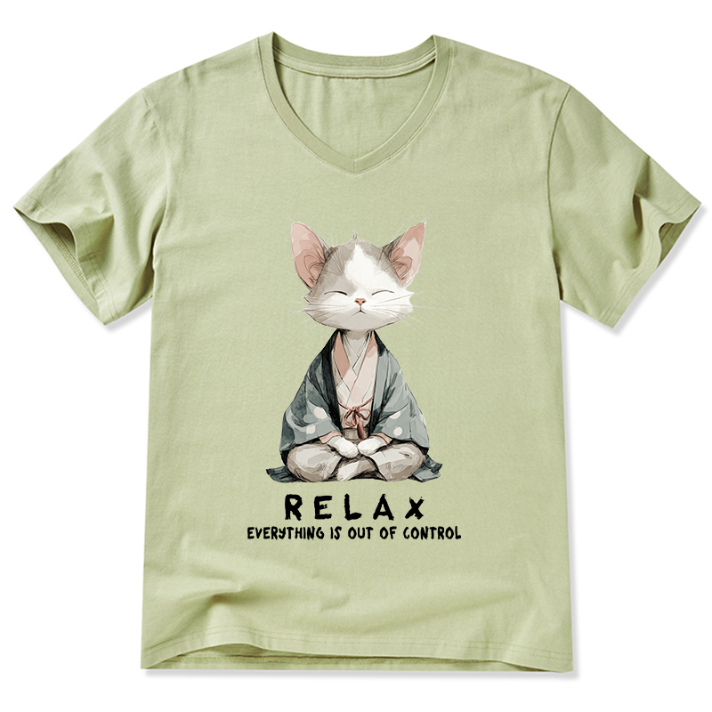 Tokyo-Tiger Zen Cat Relaxation，Everything's Out Of Control V-Neck Classic T-Shirt