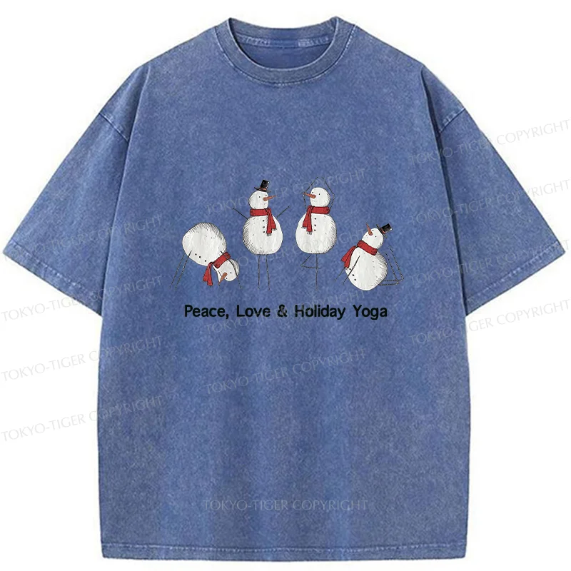 Tokyo-Tiger Snowmen Doing Yoga Washed T-Shirt