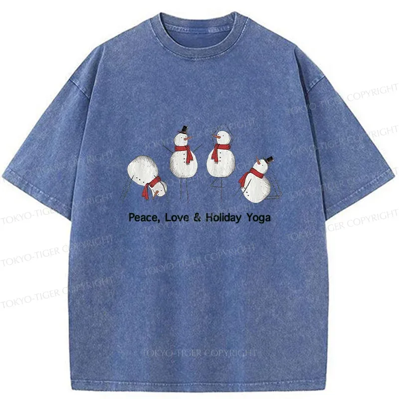 Tokyo-Tiger Snowmen Doing Yoga Washed T-Shirt
