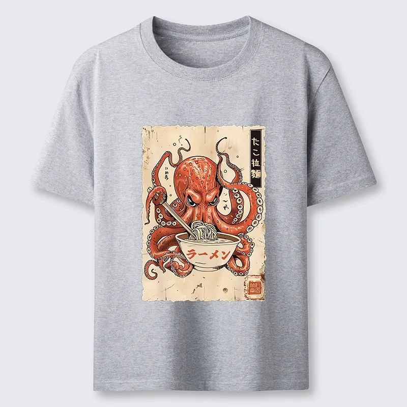 Tokyo-Tiger Retro Octopus Eating Ramen Classic T-Shirt