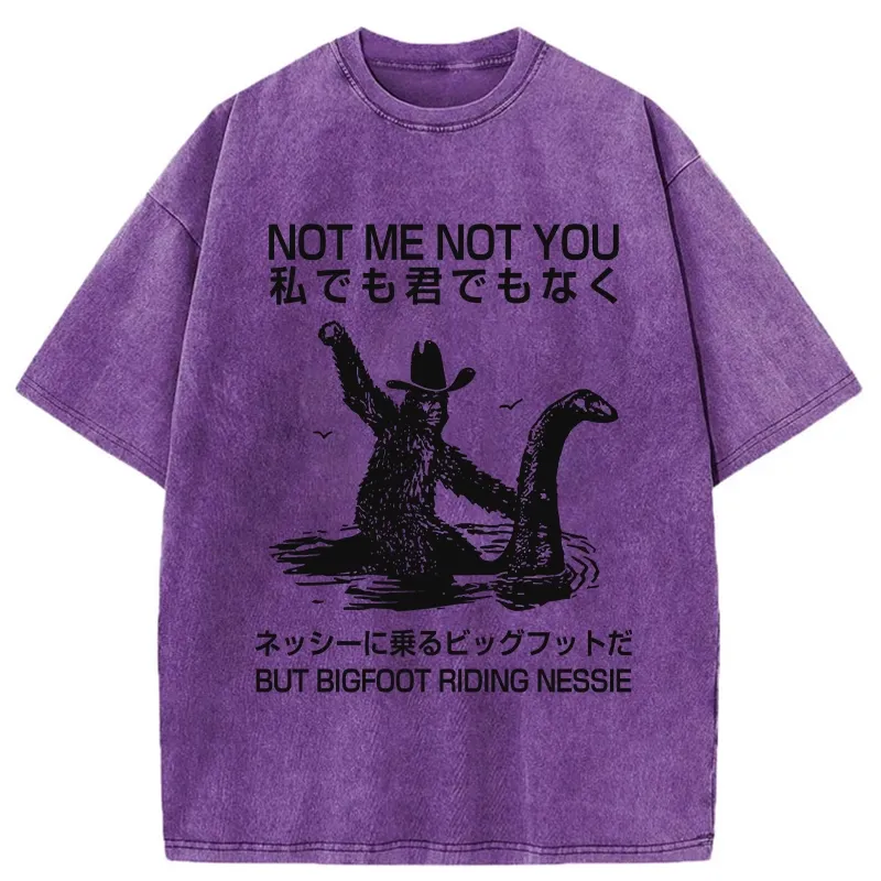 Tokyo-Tiger Bigfoot Riding Nessie Washed T-Shirt