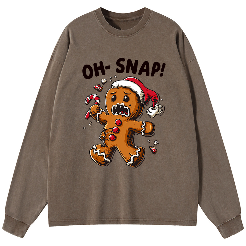 Tokyo-Tiger Oh Snap The Gingerbread Man's Christmas Chaos Washed Long Sleeve T-Shirt