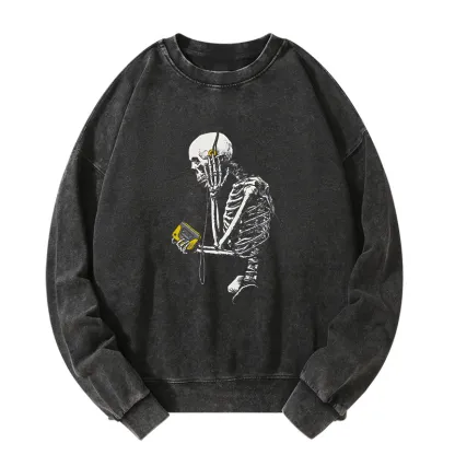 Tokyo-Tiger Skeleton Listening To Music Washed Sweatshirt