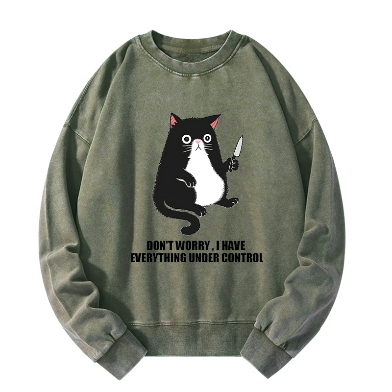 Tokyo-Tiger Cat Said Don't Worry Washed Sweatshirt