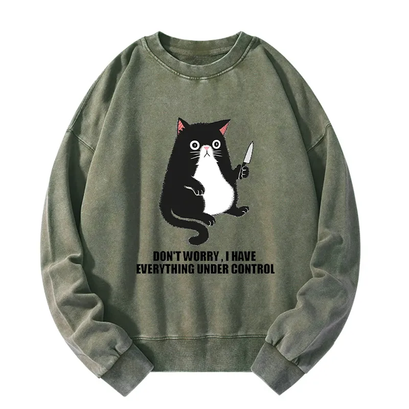 Tokyo-Tiger Cat Said Don't Worry Washed Sweatshirt