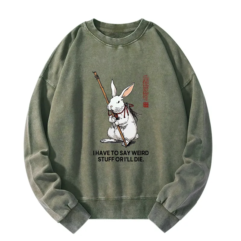 Tokyo-Tiger Rabbit Gotta Say Weird Stuff Or Die Washed Sweatshirt