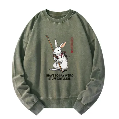 Tokyo-Tiger Rabbit Gotta Say Weird Stuff Or Die Washed Sweatshirt