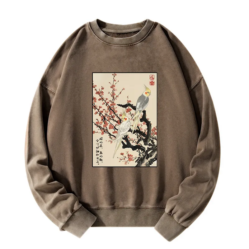 Tokyo-Tiger Whispers of Silent Blossoms Washed Sweatshirt