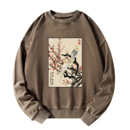 Tokyo-Tiger Whispers of Silent Blossoms Washed Sweatshirt