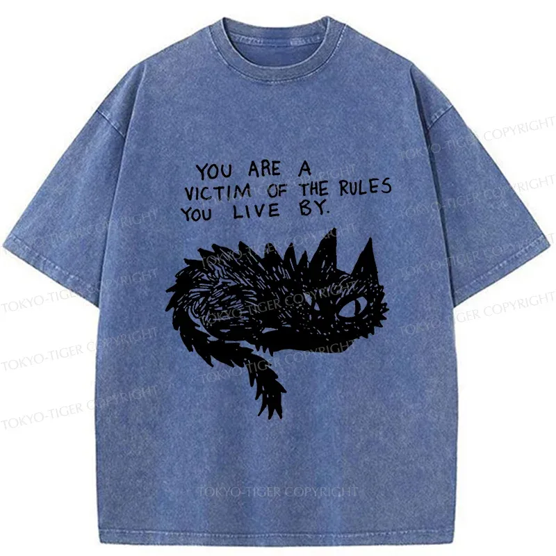 Tokyo-Tiger Funny Black Cat Meme Washed T-Shirt Sale